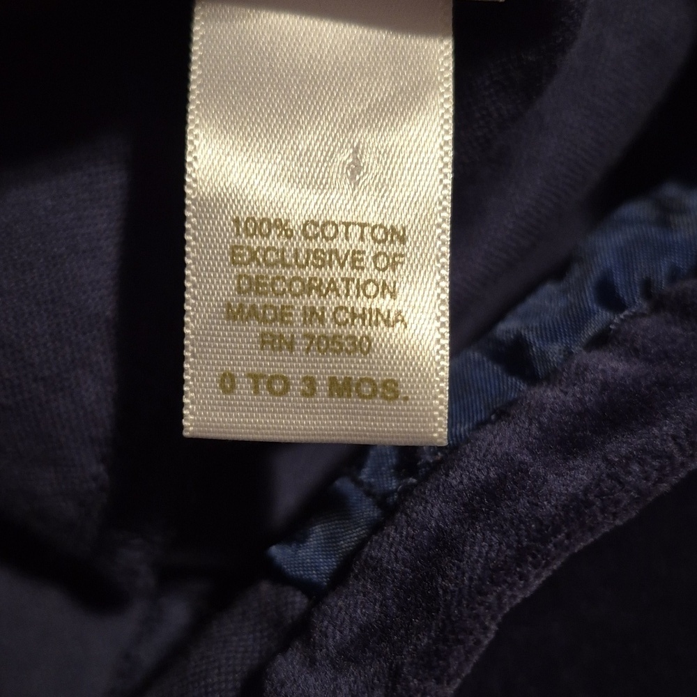 Janie and Jack girls size 0-3 months navy velvet pants, embroidered flowers VGUC - Picture 5 of 7
